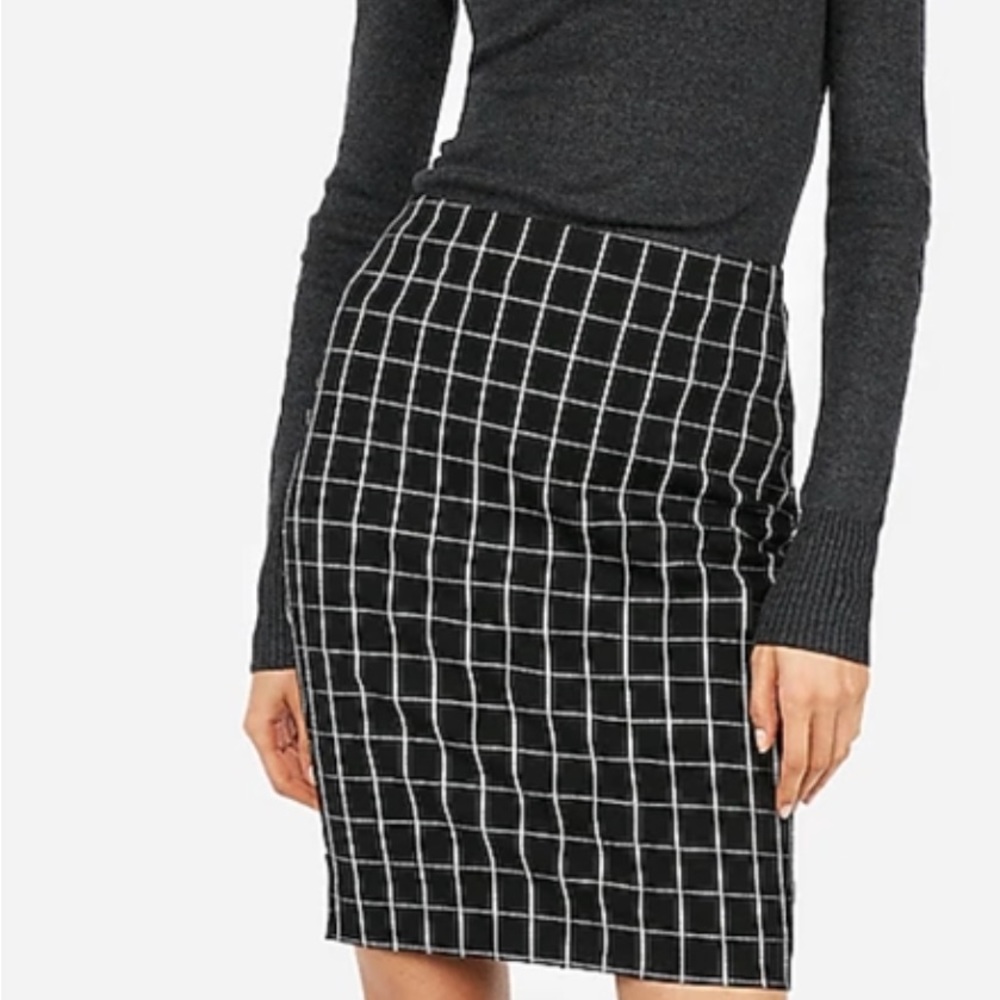 Express Stiched Windowpane High Waisted Pencil Skirt P04 - Picture 1 of 7